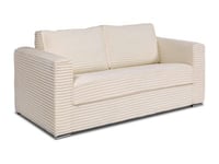 Canapé 3 places convertible express en velours côtelé grosses côtes beige - Couchage 140 cm -  Matelas 22 cm LORETO