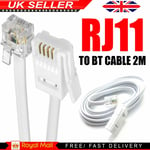 Rj11 To Bt Plug Telephone Modem Cable Lead Socket Fax Router Phone Sky Box White