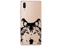 NOVAGO Compatible Huawei P20 Coque Transparente Souple résistante Anti Choc avec Impression de qualité(Loup)