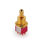 MEC Maxi Toggle Switch, Short Solder Lugs, ON/ON/ON, DPDT - Gold