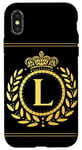 Coque pour iPhone X/XS Lettre L Initiale Monogrammée Noir Royal