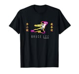 Bruce Lee Flying Kick Retro Neon Contour Logo T-Shirt