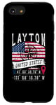 Coque pour iPhone SE (2020) / 7 / 8 Layton Drapeau des États-Unis Coordonnées GPS Layton