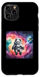 Coque pour iPhone 11 Pro Astronaute Panda flottant dans l'espace avec nébuleuse. Suit Planet