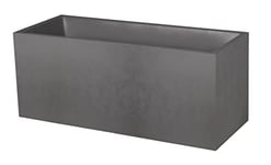 EDA - Jardinière Basalt 98 L - Décor Imitation Béton - Double Paroi - Zone de Rétention d'eau - 99,5 x 39,5 x H.43,5 cm - Gris Anthracite