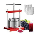 VEVOR YZQ-3L 0.8 Gallon/3L, 2 Stainless Steel Barrels, Manual Juice Maker, Cider Apple Grape Tincture Vegetables Honey Olive Oil Making Press with T-Handle for Outdoor, Kitchen, and Home, Silver