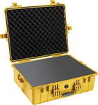 PELI 1600 valise de protection antichoc, étanche à l'eau et à la poussière IP67, capacité de46L, fabriquée en Allemagne, avec insert en mousse personnalisable, jaune