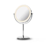 medisana CM 844 Cosmetic mirror, table mirror with lights, cordless mirror with rechargeable battery, infinitely variable LED light and 2 mirror surfaces without magnification & with 7x magnification