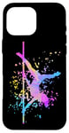 Coque pour iPhone 16 Pro Max Poledance Bar Pole Dance Fitness Paint Splatters Femme