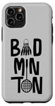 Coque pour iPhone 11 Pro Cool Badminton Minimal Art, volant de badminton et raquette