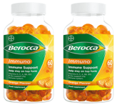 2 x Berocca Immuno Immune Support Gummies. Orange Flavour. 60 per Jar.