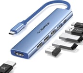 Hub USB C Multiport Adaptateur avec Charge PD 100W, 4K HDMI, 4 Ports de Données USB-A, Hub Type C pour MacBook Pro 2023-2016, Nouveau Mac Air/Surface, iPhone 15 Plus Pro Max, etc (CH17 Bleu).[S12]