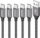 Lot de 5 câbles USB C - 0,25 m, 0,5 m, 1 m, 2 m, 3 m - Câble de charge de type C et câble de données Fast Charge Sync - Pour Samsung Galaxy S10 S9 S8 Plus Note 10 9 8 A3 A5 2017, HTC 10 U11