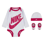 NIKE Baby Bodysuit, Hat and Booties Set Size 6-12M (Rush Pink)