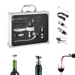 Avilia Set d'outils pour vin – Kit Sommelier 6 pièces avec Valise, Tire-Bouchon en Acier Inoxydable et thermomètre, idéal pour Les Experts et Les passionnés, 27,5 x 21,5 x 7 cm