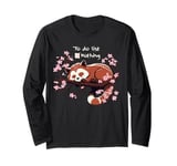 Red Panda Cherry Blossom Cute Lazy animal To do list Long Sleeve T-Shirt