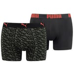 Puma Kalsonger 2P Logo Boxers Svart/Grön bomull X-Large Herr