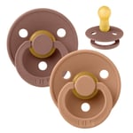 BIBS Rund Colour Napp - 2-Pack - Stl 2 - Naturgummi - Woodchuck/Earth