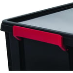 IRIS OHYAMA Boite de rangement empilable avec couvercle - Multi Box - MBX-38- Plastique - Noir. rouge et transparent - 38 L