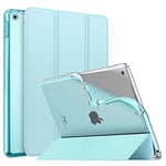 MoKo Étui Compatible avec iPad 9e Génération 2021/iPad 8e Génération 2020/iPad 7e 2019, Étui à Rabat avec Support avec Semi-Transparent Protecteur pour iPad 10.2 2021/2020/2019, Bleu Ciel