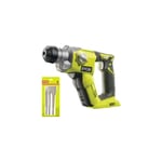 RYOBI Pack Marteau perforateur 18V One+ sans batterie ni chargeur R18SDS-0 - Kit 3 burins SDS+ RIOBY 1 pointe - 1 plat - 1 bêche - RAKSPC03