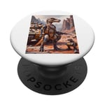 Dinos jurassiques vivant aujourd'hui soldat moderne d'action dinosaure PopSockets PopGrip Interchangeable