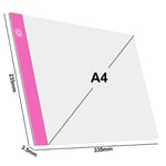 Elice A4 Tablette Lumineuse LED pour Peinture au Diamant,Tableau Lumineux Alimenté par USB Tablette Graphique Numérique pour Tablette à Dessin Art Tableau de Peinture - Type 3-level Dimming Pink #A