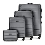 WITTCHEN Travel Suitcase Carry-On Cabin Luggage Hardshell Made of ABS with 4 Spinner Wheels Combination Lock Telescopic Handle Globe Line Set of 4 suitcases Grey