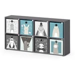 Vicco - Bibliothèque enfant Scutum, Gris, 143 x 72 cm avec 8 boxes pliants