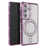 Avizar Coque Diamant pour Samsung Galaxy S24 Plus  Contour Strass Violet