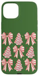 iPhone 15 Plus Kelly Green Christmas Tree Cakes Coquette Ribbon Bow Cake Case