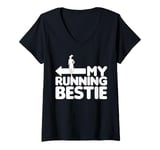 Womens My Running Bestie - Funny Friends Set 2/2 pointing left V-Neck T-Shirt