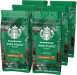 STARBUCKS Pike Place Roast, Medium Roast, Whole Bean Coffee, 200 g (Pack of 6)