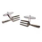 Garden Hand Fork Pewter Cufflinks in Personalised Chrome Effect Cufflink Box