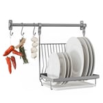 Hanging Dish Rack with Integrated Drain Tray