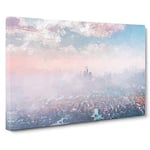 Big Box Art The London Skyline in The Summer in Abstract Canvas Wall Art Framed Picture Print, 30 x 20 Inch (76 x 50 cm), Pink, Grey, Blue, Grey