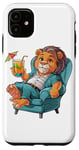 Coque pour iPhone 11 Lion Se Détend Buvant Lions