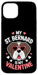 iPhone 15 Plus St Bernard My Valentines Hearts Day Dog Mom Dad Case