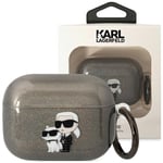 Karl Lagerfeld KLAPHNKCTGK veske til AirPods Pro - svart Glitter Karl&Choupette