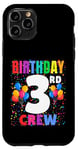 Coque pour iPhone 11 Pro Ballons pour garçon et fille avec inscription It's My 3rd Birthday Crew de 3 ans