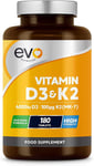 Vitamin D3 4000iu & Vitamin K2 100ug (MK7) |180 Vegetarian Tablets | 1-A-Day