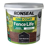 Ronseal One Coat Fence Life Tudor Black Oak, 5 Litre