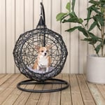 Venture Home Hängstol Lexi för Husdjur Hanging chair- Black frame/black wicker/grey cushion 1019-408