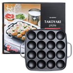 Takoyaki Plate (Cast Iron) Japanese Grill Pan for Takoyaki Balls (16 Holes)