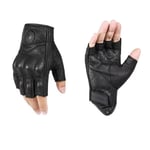 (XXLmusta)Half Finger Motorcycle Gloves Nahka Guantes Moto Verano Estivi Luvas Ciclismo Gant Pyöräily Fingerless Gloves Tactical Retro Moottoripyöräkäsineet