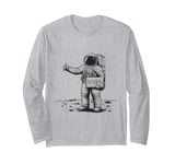 Astronaut Hitchhiking to Earth Black & White Design Long Sleeve T-Shirt