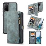 Samsung CaseMe Galaxy S20 Zipper Wallet kotelot - Sininen Tummansininen