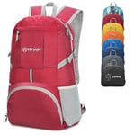 ZOMAKE 35L Sac a Dos Pliable Léger Sac à Dos De Randonnée Packable Daypack Pour Femme Homme Sports Et Plein Air(Rouge)