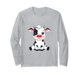 Red Cow Nose Funny Day 2024 Red Cow Nose Kids Girls Long Sleeve T-Shirt