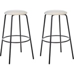 Lot de 2 Tabourets de Bar avec Repose-Pieds Chaise d'Ilot de Cuisine en Velours Blanc Cassé Morton